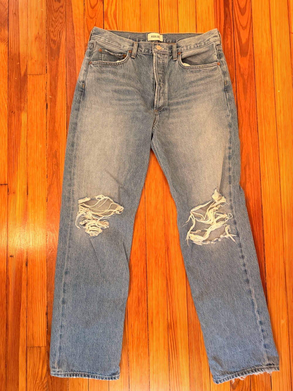 AGOLDE Light Blue Distressed Skinny Jeans